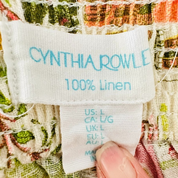 Cynthia Rowley 100% Linen Wide Leg Pull On Pant Sz L Capri Coastal Beachy Villa - Picture 7 of 8